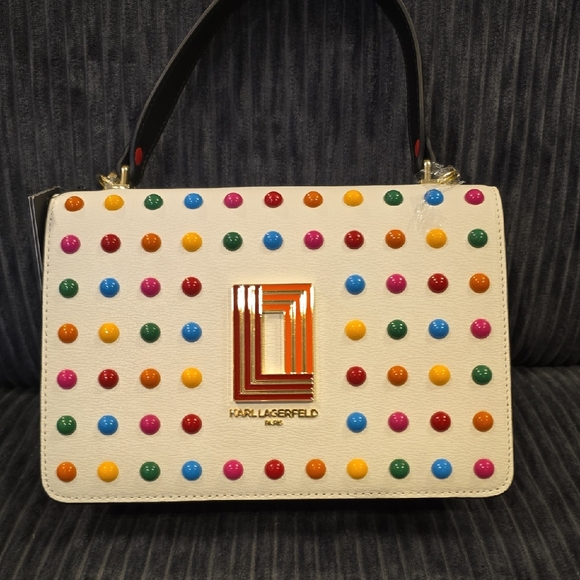 Karl Lagerfeld Handbags - Karl Lagerfeld Cream Shoulder Bag with Gold Clasp